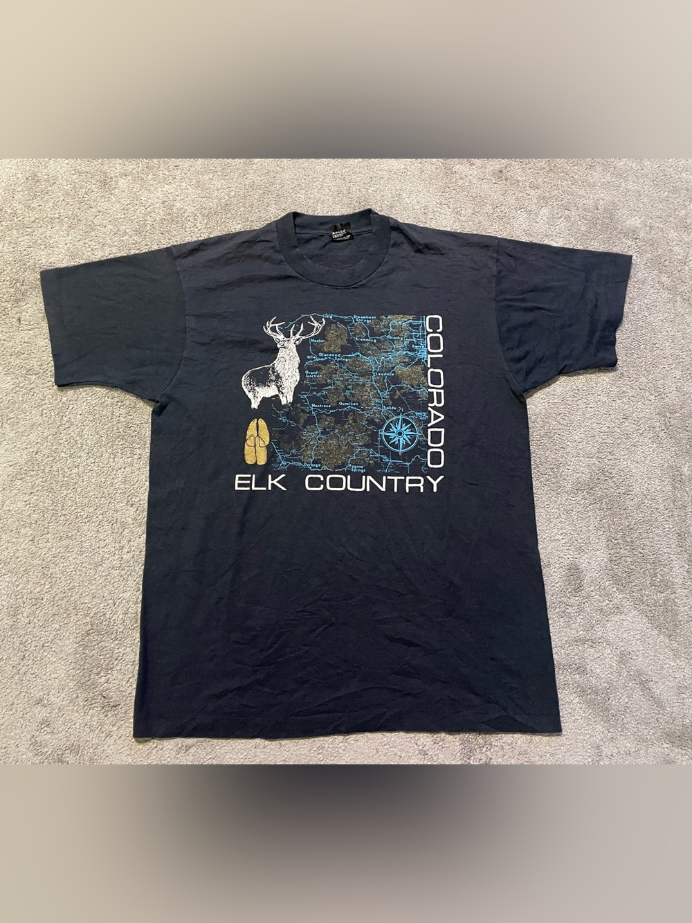 Vintage Screen Star Colorado Elk Country T Shirt Mens XL Black Single Stitch USA